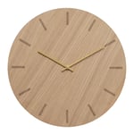 Hemverk - Light Oak veggklokke 38 cm lys eik m/gull viser