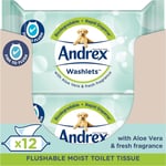 Andrex Washlets Toilet Wipes Flushable, Aloe Vera Fragrance 36 Wipes