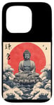 Coque pour iPhone 15 Pro Kamakura Grande statue de Bouddha vintage japonais Art sur bois