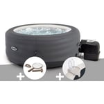 Kit spa gonflable Intex PureSpa Access rond Bulles 4 places + Kit d'entretien + Porte-verre