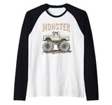 Monster Truck, Retro Monster Truck, Vintage Monster Truck Raglan Baseball Tee