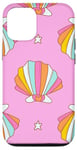 iPhone 12/12 Pro Cute Seashells Ocean Bright Rainbow on Pink Case