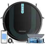 Proscenic 850T Robot Vacuum Cleaner with Mop,3000Pa Strong Suction Robotic Vacuum with Mop, Wifi/App/Alexa/Remote Control, Automatic Self-Charging,Ideal for Pet Hair,Hard Floor&Carpet,7.3cm Thin,Black