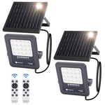 Aigostar Projecteur Solaire LED d’extérieur avec grand panneau solaire,50W, batterie de grande capacité,IP65, 6500K, lampe solaire extérieure pour jardins, portes, garages,câble de 2M,2 pièces