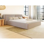 Lit coffre 140 x 190 cm - Tissu - Beige + Matelas - TIMANO de Pascal Morabito