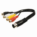 Câble audio din | din mâle à 5 broches - 4x rca femelles | 0,2 m | noir