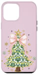 Coque pour iPhone 12 Pro Max Noeud en ruban rose coquette vert sapin de Noël Preppy Holiday