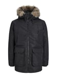 JACK & JONES Jjeconstruct Parka en Fausse Fourrure Sn, Noir, XS Homme