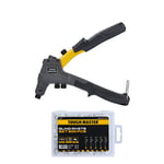 Rivet Gun With 200 Rivet Nuts 4-in-1 Robust Professional Riveter Tool 4 Head Nozzles 3/32" (2.4mm) 1/8" (3.2mm) 5/32" (4mm) 3/16" (4.8mm) Three Clamping Jaws TOUGH MASTER