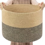 Extra Large Laundry Hamper Woven Baskets for Storage Blanket Basket Living Room Wicker Storage Basket for Organizing Jute Laundry Basket for Toy Pillow Shoe Basket, 55x35cm, Black Jute