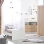 Chambre bébé duo - Lit évolutif 70 x 140 cm + Commode à langer avec plan à langer inclus - ROBA - Bicolore blanc / décor chêne clair