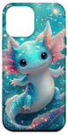 Coque pour iPhone 14 Plus Axolotl mignon bleu avec étoiles axolotls bleu