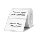 NIIMBOT Thermal Label Tape for B1 B21 B3S Printer, Waterproof Address Label, Self-Adhesive Sticker 2" x 1" (50x30 mm), 1 Roll of 230