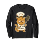 Grumpy Chef Cat Cooking Lover Funny Design Long Sleeve T-Shirt