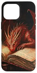 iPhone 16 Pro Max Aesthetic Gothic Red Dragon Reading Book Painting Bookish Case