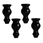 ADSE Set of 4 Sofa Legs,Wooden Furniture Legs, Solid Wood Replacement Furniture Feet,for Couch Sofa Cabinet Ottoman,Black,Mounting Plate & Screws,Multiple Sizes (3.1inch/8cm)