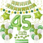 Decoration 45 ans anniversaire femme, Ballon Vert Blanc 45 anniversaire femme, Decoration anniversaire 45 ans Vert, Ballon 45 ans Vert Déco anniversaire, 45 hommes femmes Vert 45 ans Decoration fête