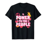 70's Style Hippy Flower Peace | Power To The People T-Shirt