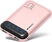 Power Bank 10000mah Chargeur Portable Batterie Externe Avec 2 Sorties Usb 2,4 A Et Entree Usb C Compatible Avec Huawei Iphone 12 11 X Ipad Samsung Galaxy S20 Android Tablette Plus(Mini Rose)