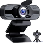 Webcam PC 1080P Full HD avec Microphone, Caméra Web USB avec trépied, pour Ordinateur de Bureau et Portable, pour Vidéo, Etudes, Vidéoconférence, Enregistrement, Jeux, Cours en Ligne