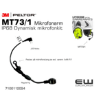 3M Peltor MT73/1 - Vanntett Dynamisk Mikrofon til Litecom (IP68)