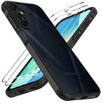 ivoler 3 in 1 Case for Samsung Galaxy A16 4G/5G with 2 Pieces Tempered Glass,[Military Protection] Transparent Anti-Shock Protective Cover-Black