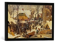 Kunst für Alle 'Image encadrée de Pieter Brueghel l'Ancien L'adoration des Rois dans la Neige Impression d'art dans Le Cadre de Haute qualité Photos Fait Main, 60 x 40 cm, Noir Mat