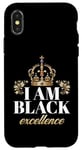 Coque pour iPhone X/XS I Am Black Excellence King, Afro-American History Pride