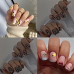 Leopard Yellow Black Lines Summer Beach False Nails French Long Square