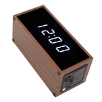 Digital Alarm Clock Wireless Charger Function MDF PVC LED Display Brown Inde TDM