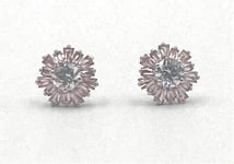 Swarovski Sunshine stud earrings Mixed cuts, Sun, Pink, Rhodium plated 5642962