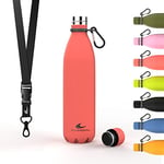 Daikoku - Bouteille d'Eau en Acier Inoxydable | Thermos Isotherme 750ml | Sans BPA | Etanche | Idéale pour le Sport, le Bureau, la Randonnée | Corail | 750 ML