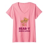 Womens Fun BEAR-Y MUCH LOVED Mom Baby Bear Parent & Daughter Mom V-Neck T-Shirt