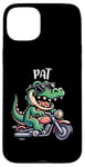 Coque pour iPhone 15 Plus Pat Funny Alligator Moto Design pour garçon Nom Pat