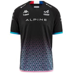 Kappa Kombat Ocon Alpine F1 T-Shirt, Noir/Bleu/Rose, XXL Homme