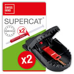 SWISSINNO Piège à Rat PRO SuperCat x2 et Syringes de réappâtage x2, Certifié pour le Respect du Bien-être des animaux et une Capture sans failles. Réutilisable, Intérieure + Extérieur. Fabriqué en UE.