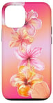 Coque pour iPhone 12/12 Pro Rose et orange dégradé hibiscus floral mignon aura été