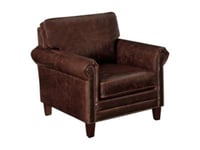 Fauteuil en cuir vieilli CASSANDRA - Marron