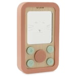 Trixie Téléphone en bois et silicone pour bébé – Mme Chat | Jouet de simulation doux et durable | Silicone sûr et bois naturel | Jouet sensoriel pour bébés et tout-petits | Design respectueux de