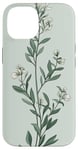 iPhone 14 Leaves Botanical Plant Line Art Sage Green Wildflower Floral Case