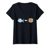 Womens Big Fish Little Fish Cardboard Box, Dad Dancing Dancer Funny V-Neck T-Shirt