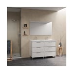 Meuble de salle de bain sur pied 120 cm blanc brillant avec vasque - Bristol - Blanc 120 cm Standard