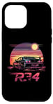 Coque pour iPhone 14 Pro Max Voiture de drift japonaise JDM Tokyo R34 Vaporwave Beach Style Art