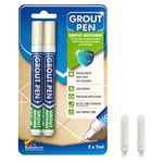 Twin Pack Grout Pen - Restore Tile Grout, Anti-Bacterial, Covers 120m, Cream