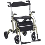 HOMCOM 2 in 1 Wheelchair & Folding Rollator Walker Combo, Yellow-green