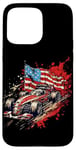 iPhone 15 Pro Max Vintage Auto Racing Car American Flag 4th of July, Auto Race Case