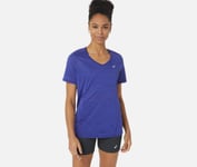 Asics womens Race V Neck Short Sleeve Running T-Shirt Top Small Blue New