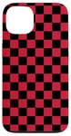 Coque pour iPhone 13 Rouge, noir, motif damier, carreaux