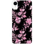 Coque pour Iphone XR fleur rose et noire