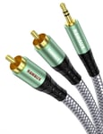 Cable RCA Jack Audio 1M, 3.5mm Mâle vers 2 RCA Mâle Rallonge Cable Adaptateur Audio Y Auxiliaire Audio Stéréo Câble pour TV, Smartphone, Home Cinema, Amplificateur